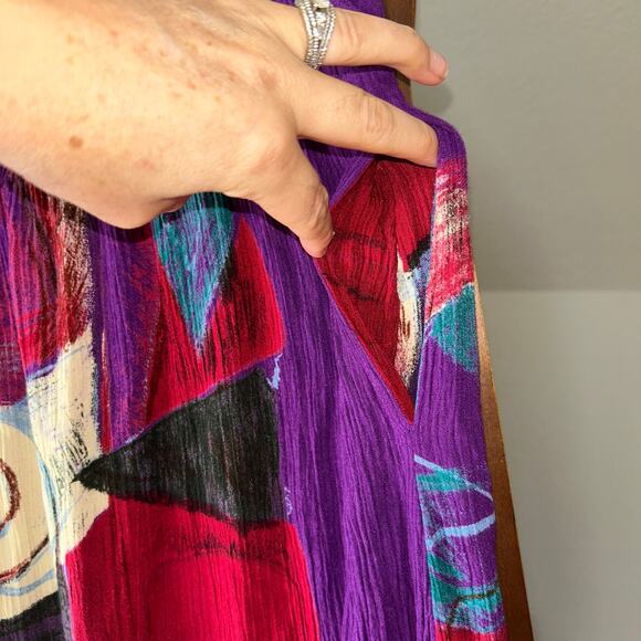 Vtg Silver Stream Maxi Skirt Womens Large purple fringe Pull On Gypsy Broom Boho - Picture 4 of 8